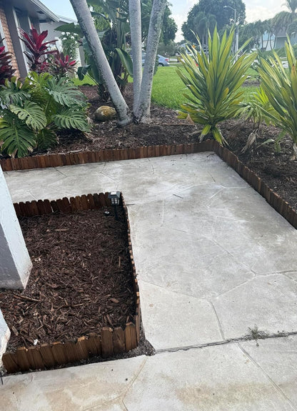 Wood Fence Border for Garden Beds – 9.8" H x 47" L Wooden Landscape Edging Panels, Rustic Decorative Outdoor Divider for Lawn, Path, and Yard Design (9-Pack)