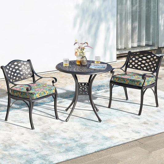 LVTXIII Patio Chair Cushions 22"x22"x3", Water-Repellent Outdoor Seat Cushions for Patio Furniture, Square Chair Pads with Ties for Home Garden Decoration, Set of 2, Damask Red