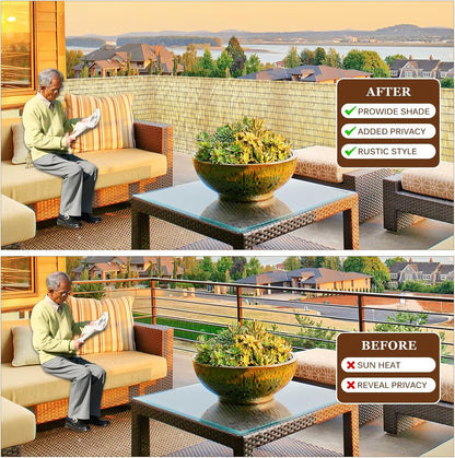 Natural Reed Fencing Rolls: Privacy Bamboo Fence 3/4/5/6ft High Roll Reed Screen, Decorative Bamboo Fencing for Outdoor Balcony Patio Garden Backyard,with Cable Zip Ties (Nature, 5x10ft)