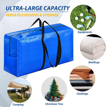 155 Gallon Extra Large Storage Bags, Zippered Outdoor Cushion Furniture Storage Bag with Handles,Jumbo Large Moving Bags Heavy Duty, Christmas Tree Bag, 60x30x20 inch - 1PACK