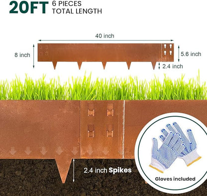 Corten Steel Edging Steel Landscape Edging Metal Garden Edging 8 Inch Metal Landscape Edging Landscaping Rusted 40 Inch Strips Patina 6 pcs Edge for Yard Lawn Outdoor by GZGNEEVL