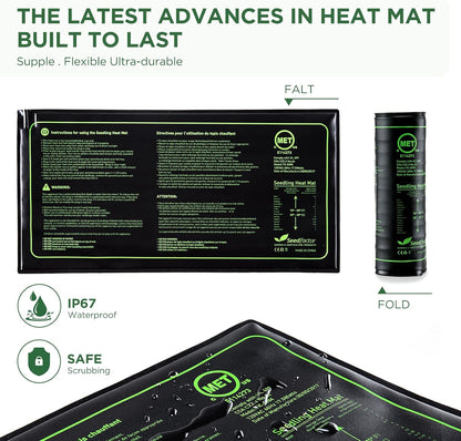 Seedfactor 7-Pack Seed Starter Kit with Grow Light (12 Cells per Tray), Plant Germination Trays with Adjustable Humidity Dome Seed Trays Seedling Starter with Base Trays for Germination