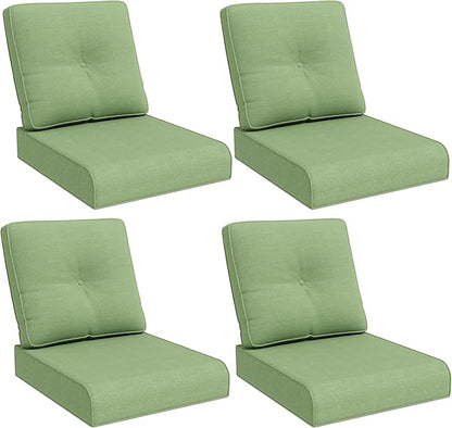 Joyside Outdoor Chair Cushions Set, 22x25/22x24 Inch Patio Furniture Deep Seat Cushions, Water Resistant & Thick Cushion, Outdoor Replacement Cushions for Seat and Sofa (Green, 4 Set)