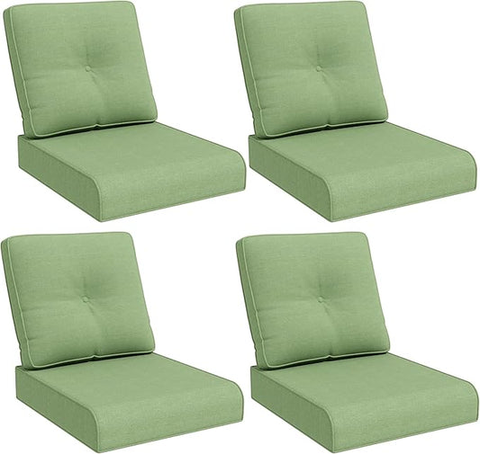 Joyside Outdoor Chair Cushions Set, 22x25/22x24 Inch Patio Furniture Deep Seat Cushions, Water Resistant & Thick Cushion, Outdoor Replacement Cushions for Seat and Sofa (Green, 4 Set)