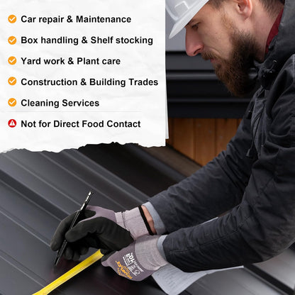 TitanFlex Work Gloves Microfoam Nitrile Coated Men Women, Safety Warehouse Gloves with Grip, Touchscreen, Seamless Knit Nylon