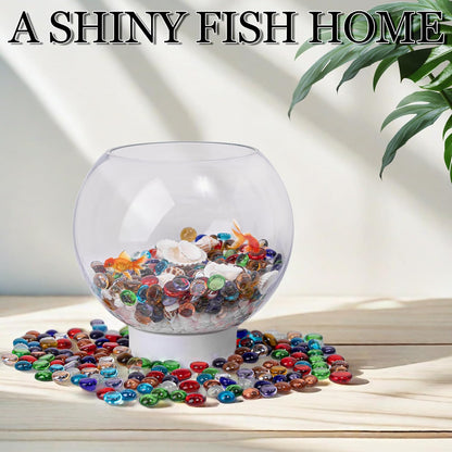 2LB Mini Glass Gems,Mixed Colour Mancala Stones Flat Bottom Marble Beads for Home Decorative Art Craft Vase Filler(0.5"~0.7")