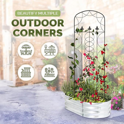 Idzo 71 in. Decorative Metal Trellis for Climbing Plants Outdoor, Heavy-Duty Steel Garden Trellis with Durable Powder Coating, Black