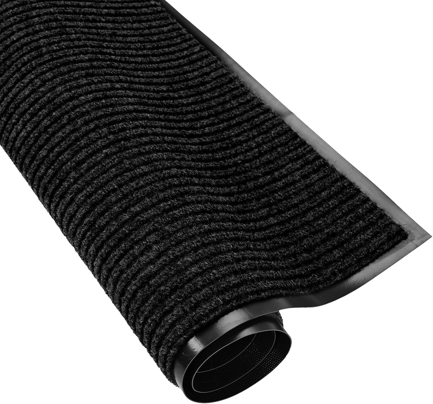 fani Heavy Duty Large Outdoor Indoor Entrance Black Doormat Waterproof Low Profile Entrance Rug Front Door Mat Patio Anti-Skid Rubber Back, 48x72 inch (Black)