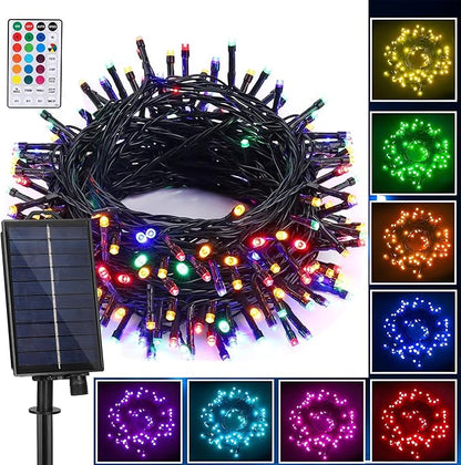 XEWEA Solar String Lights Outdoor, 40Ft 16 Colors 100 LED String Lights with 20 Modes Remote, Waterproof Solar Powered Lights for Garden Fence Paito Home Christmas Decorations
