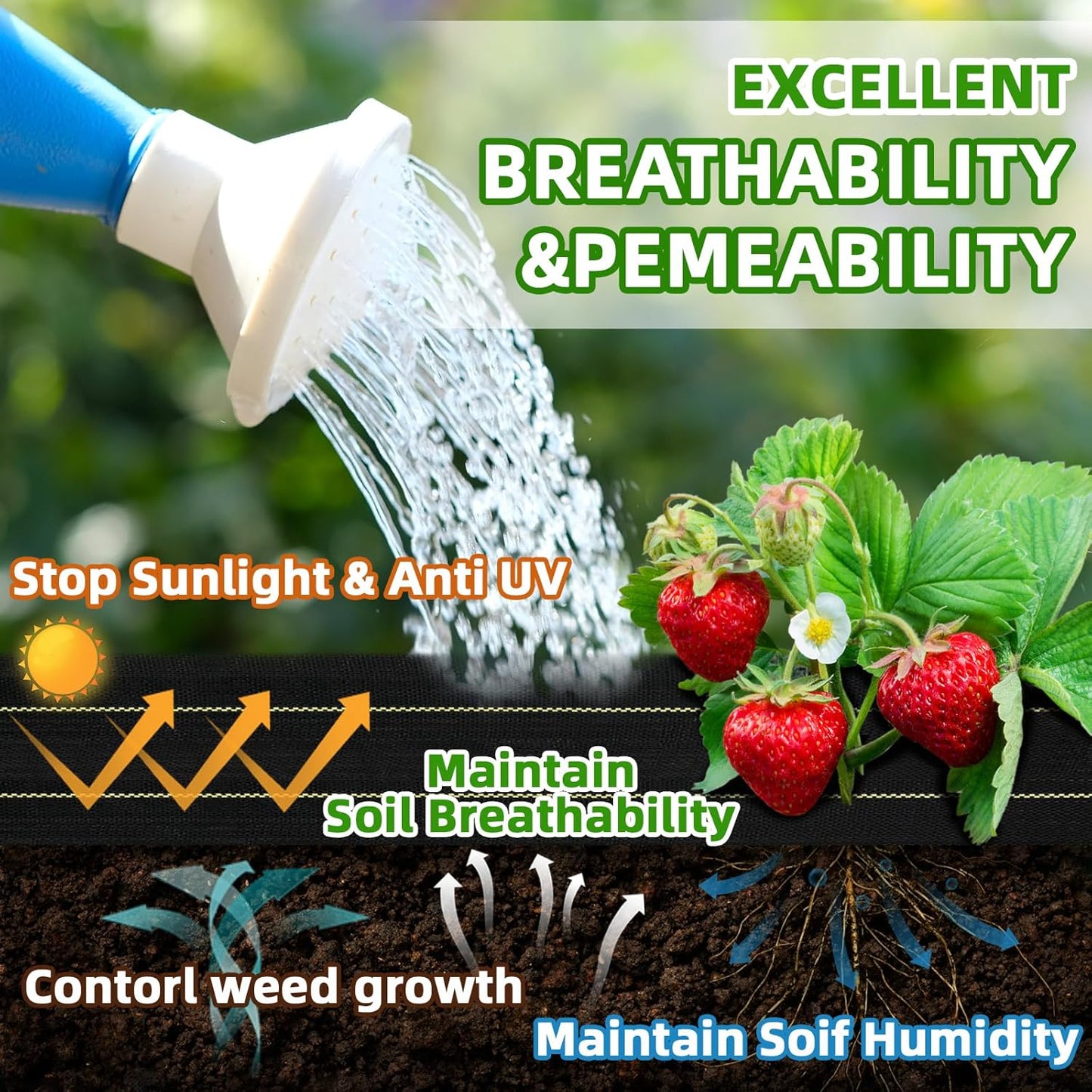 Shade&Beyond 3ftx100ft Weed Barrier Fabric 3.5oz Heavy Duty Landscape Fabric with Superior Permeability Weed Control, Garden Woven Ground Cloth with Staples