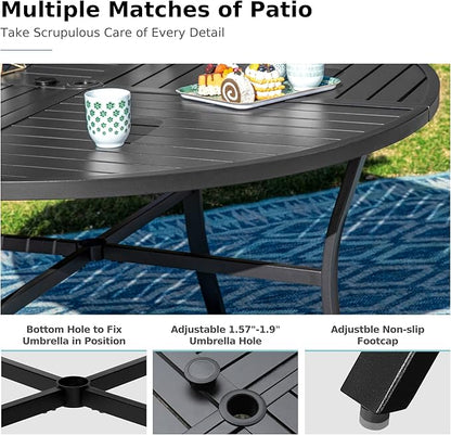 MFSTUDIO Patio Table and Chairs Set of 4, Outdoor Dining Set with Round Table and Swivel Chairs, Patio Furniture Set for Deck, Backyard, Poolside & Garden