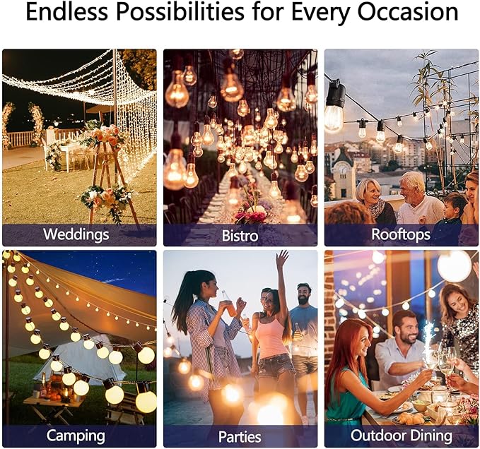 Solar String Lights for Outside 120FT with Remote 8 Lights Mode, Weatherproof Shatterproof S14 LED Bulb 34 Sockets, Outdoor Patio Light for Backyard Porch Cafe