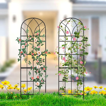 Garden Trellis for Climbing Plants Outdoor, 62"X15" Metal Garden Trellises, Decorative Garden Fencing Flower Trellis with Durable Powder Coating for Vines, Vegetable Support, Black (4, Pattern-B)
