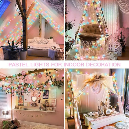 suddus String Lights Indoor Bedroom Connectable, 33ft 100 Led Multicolor Christmas Light Outdoor Clear Wire, Plug in Fairy Lights with Remote for Classroom Dorm Decorations