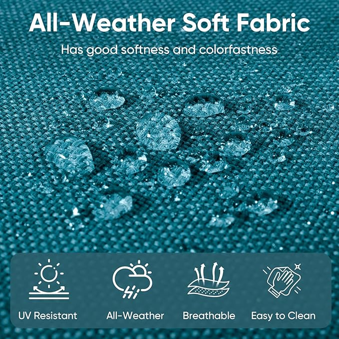 Patio Chair Cushions 6 Packs - Outside High Back Thick Water-Resistant Cushion 22x24 for Outdoor Glider Rocking Chairs Loveseat 3-Seater Couch Sofa – Peacock Green/Buckle