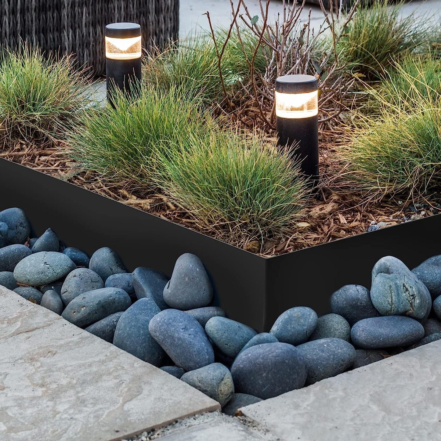 Worth Garden 6-Pack Galvanized Steel Landscape Edging with Black Powder Coating - 40" L x 6.5" H - Hammer-in 16-Gauge Metal Border Separator Strips with 7 Clips - Edge for Lawn Yard (20Ft Total)