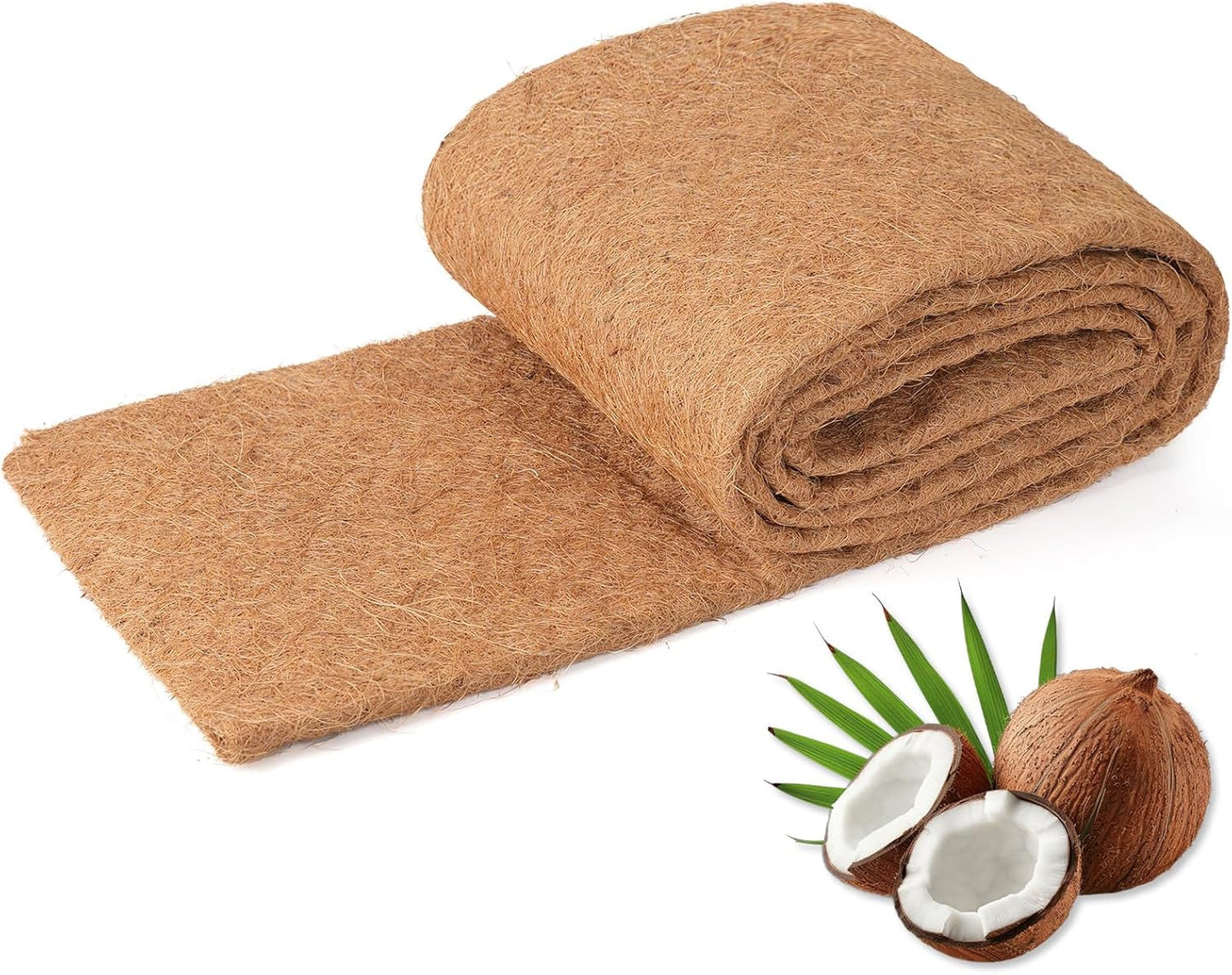 Coconut Liners for Planters 24x160 Inch, Natural Coco Liners for Planter Flower Basket, Thick Coco Fiber Mat for Garden Decoration, Hanging Basket, Animal pet pad