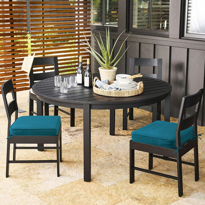 Outdoor Sunbrella Square Corner Seat Cushion, 19"x19"x3", Set of 4, Non Slip Seat Cushion Pads with Removable Cover for Patio Furniture, Garden Yard Lawn, Spectrum Peacock