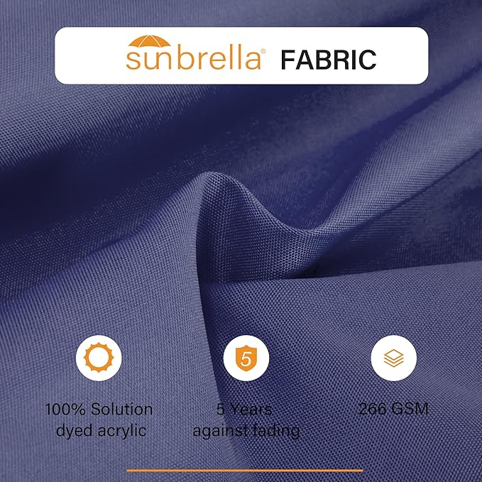 LAUSAINT HOME Sunbrella Outdoor Patio Umbrella with Base, 12FT Deluxe Curvy Cantilever Umbrella Offset Hanging Umbrella with 360° Rotation for Market, Pool, Deck, Garden, Backyard (Sunbrella Navy Blue)