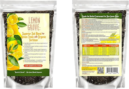 Organic Lemon Tree Soil – Citrus Potting Mix with Organic Fertilizer – Ideal for Potted Lemon Trees, Meyer Lemons & Citrus Plants – Chunky, Indoor & Outdoor (5 QUARTS)