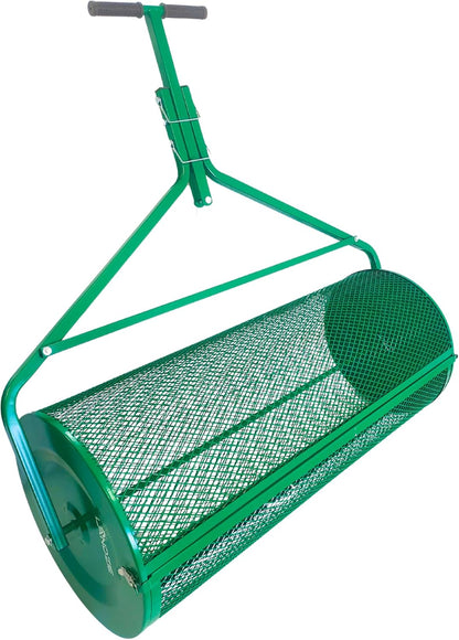 LANDZIE Lawn & Garden Spreaders - 44 Inch Heavy Duty Metal Mesh Basket Push/Tow Spreader - Compost, Peat Moss, Top Soil, Mulch - Durable Lightweight Multi-Purpose Yard Care Equipment - Manure Spreader