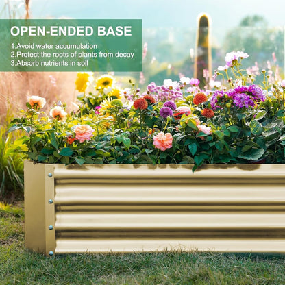 Land Guard 2 Pack 8×4×1ft Galvanized Metal Raised Garden Bed, Metal Planter Kit Box Outdoor for Deep-Rooted Vegetables, Flowers, Green and Herbs (Cream Yellow)