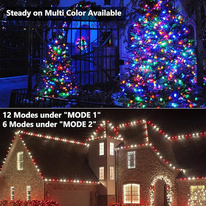 Brizled RGB Christmas Lights, 33ft 100 LED C5 Color Changing Outdoor, Connectable String Lights with Remote, Dimmable Xmas Tree Party