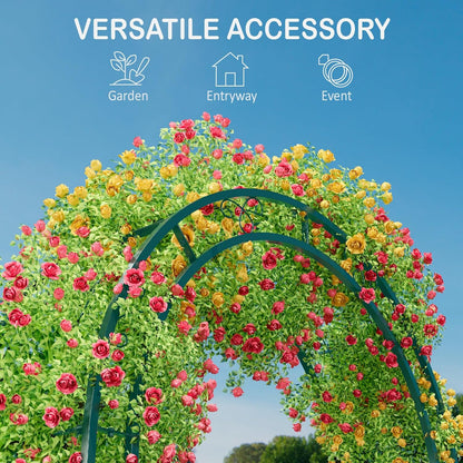 88in Steel Garden Arch Arbor Trellis for Climbing Plants Outdoor,Yard,Wide Sturdy Durable Garden Arch for Lawn,7.3ft Climbing Plants Decorative Wire Lattice,Outdoor Wedding Arch(Green)
