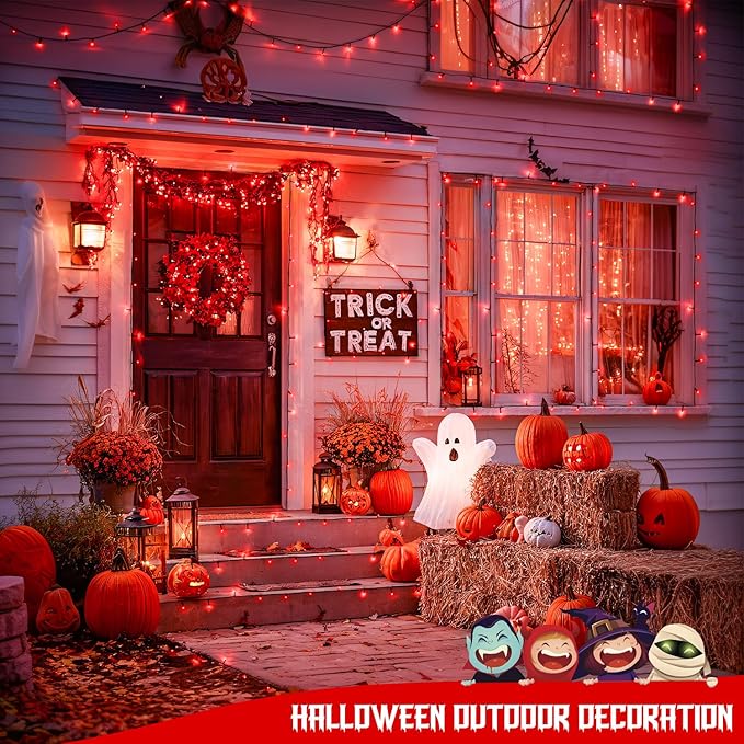 JMEXSUSS 2 Pack Red Christmas Lights Outdoor, Total 200 LED 66 FT Red Solar Lights for Outside, Solar String Lights Outdoor for Christmas Tree Yard Garden Decor