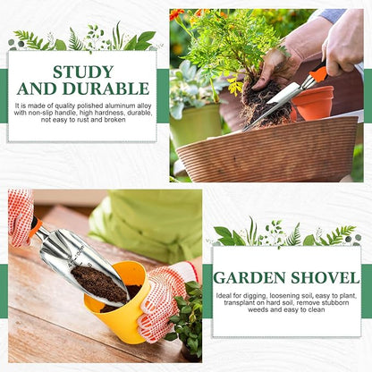 Honoson Garden Hand Trowel Transplant Trowel with Measurements Aluminum Alloy Planting Tools with Rubber Handle Small Gardening Hand Tools Shovels for Gardening Cultivating Transplanting Supplies