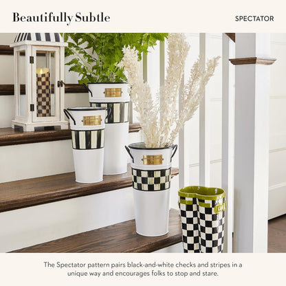 MACKENZIE-CHILDS Galvanized Flower Buckets, Decorative Metal Buckets, Spectator, Set of 3