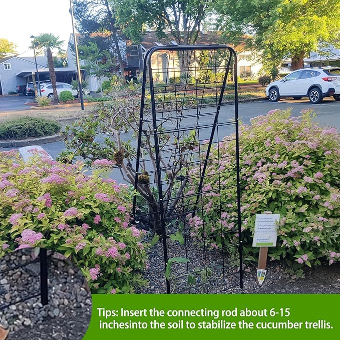 Heavy Duty 50"x17" Adjustable A-Frame Trellis for Climbing Plants – Rust-Proof Metal Garden Trellis with Dense Grid Design, Perfect for Raised Beds, Tomatoes, Cucumbers & Outdoor Vines (Black, 2 Pcs)