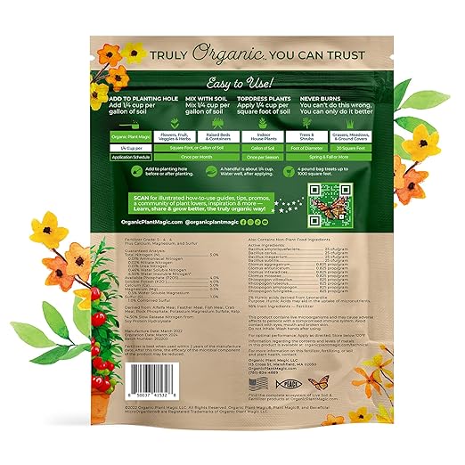 Organic Plant Magic - Truly Organic™ Slow Release Granular Fertilizer : Long-Lasting Plant Food Granules - Indoor & Outdoor Flowers, Vegetable Gardens, Fruit Trees, Shrubs, House Plants [One 4 lb Bag]