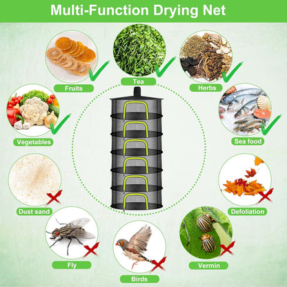 6 Layer Herb Drying Rack, Herb Drying Rack Hanging Mesh, Foldable Plant Drying Net With U-Shaped Zipper, Garden Shears, Hooks, For Drying Herbs Plants, Flowers, Fruits, Food, Clothes(6 Layers-23.62'')