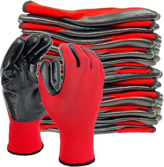 Evridwear Nitrile Coated Work Gloves,Superior Oil Resistance with Grip for Men Women Automotive,Gardening, Mechanic