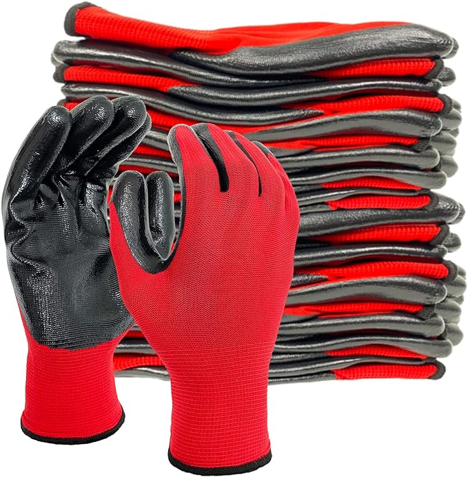 Evridwear Nitrile Coated Work Gloves,Superior Oil Resistance with Grip for Men Women Automotive,Gardening, Mechanic