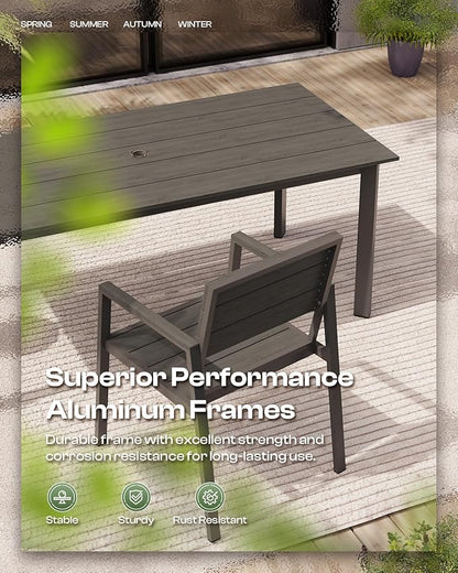 HDPS Outdoor Patio Dining Chairs Set of 2, 350LBS Capacity Aluminum Patio Dining Chairs with Armrests, Weather-Resistant for Lawn, Garden, Yard, Poolside and Indoor Use, Charcoal