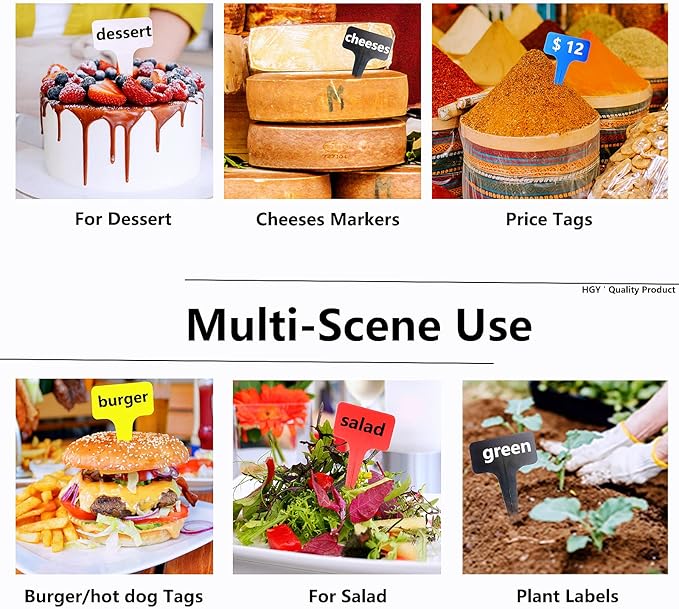 Blue Thick Plant Garden Labels, Plastic T-Type Nursery Markers Tags(100 Pcs)