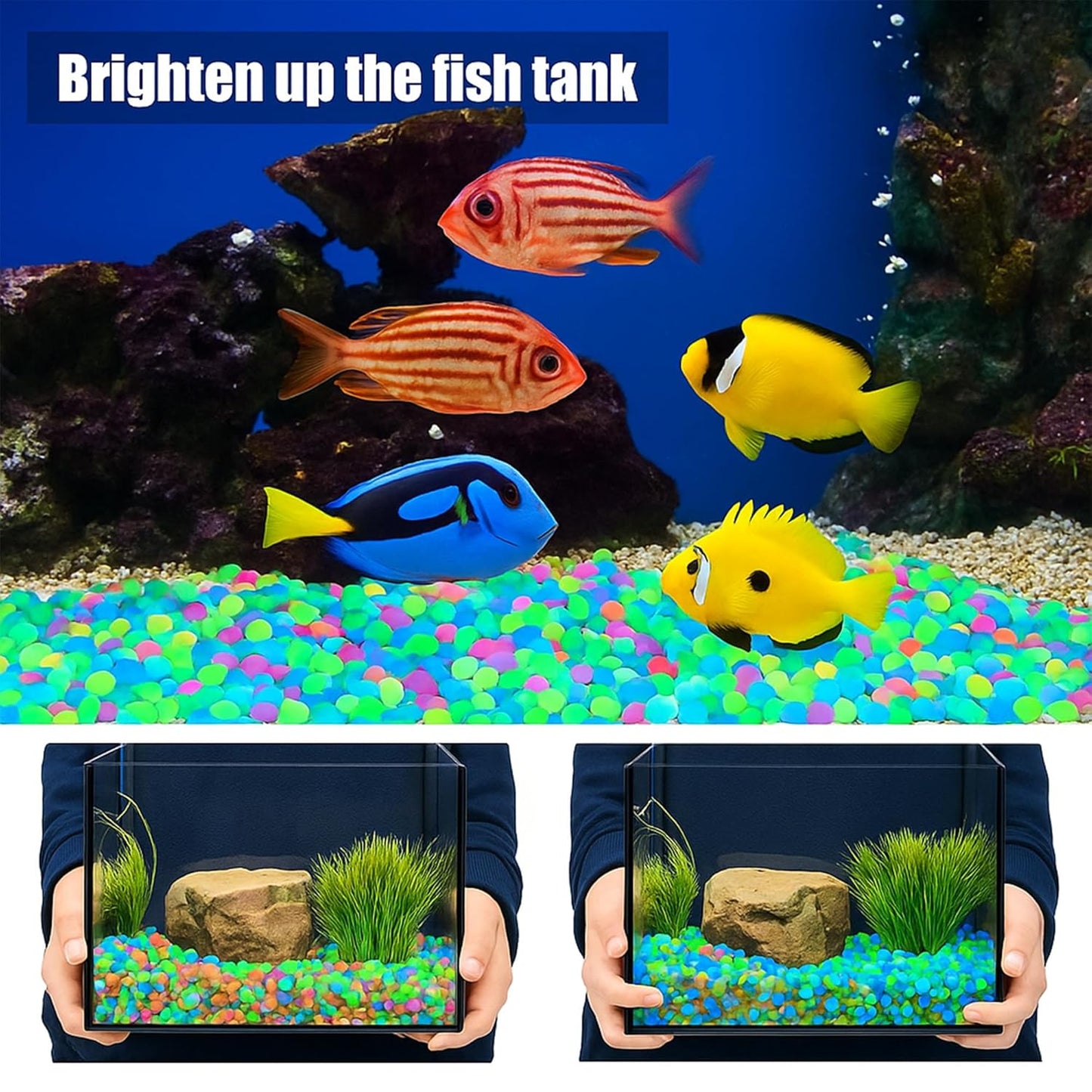 12000 PCS Glow in The Dark Rocks – Plastic Resin Glow Rocks for Landscaping, Garden Pebbles & Stones for Aquarium and Outdoor Decor(Colorful)