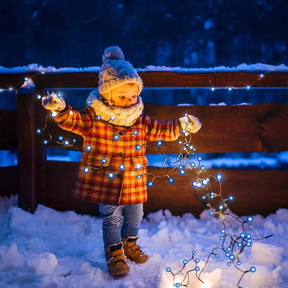 Solar String Lights for Outside, 39Ft 100 LED Solar String Lights Outdoor with 8 Modes，Solar Lights for Outside Waterproof for Yard, Fence,Balcony, Party,Christmas Tree Decorations (Blue)