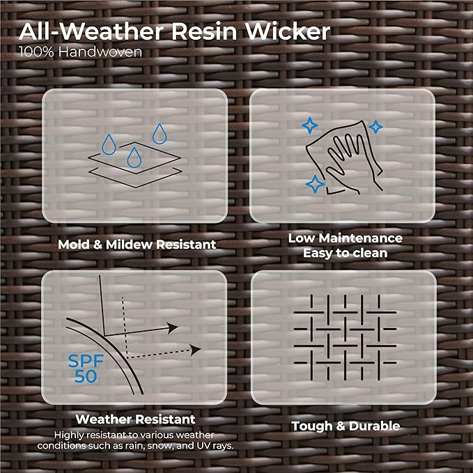 CHITA 2 Pieces Patio Wicker Chairs, 360° Rocking Swivels Outdoor Rattan Chair with Thickened Cushions for Backyard, Poolside, Garden or Porch