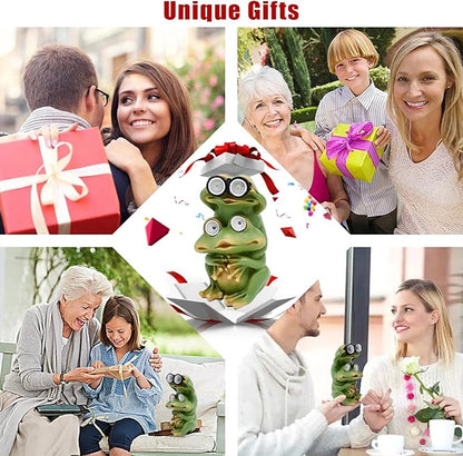 Garden Decor Outdoor Statue Yard Frog Solar Figurines Patio Art Home Outside Decorations Lawn Ornaments Gardening Gifts Ideas for Mom Mother Grandma Women Wife Sister