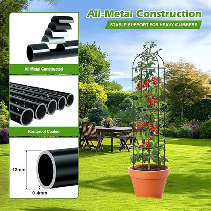 Trellis for Climbing Plants Outdoor, 75 Inch Tall Heavy Duty Metal Garden Trellis Tower Potted Cages for Flowers Fruits Vegetable Cucumber Tomato Potted Rose Clematis Pea Bean Raised Bed Trellises