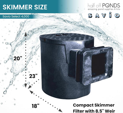 HALF OFF PONDS Savio Select 4,000 GPH Submersible Pump Pond Kit with 20' x 25' PVC Plastic Pond Liner for Water Garden & Koi Pond