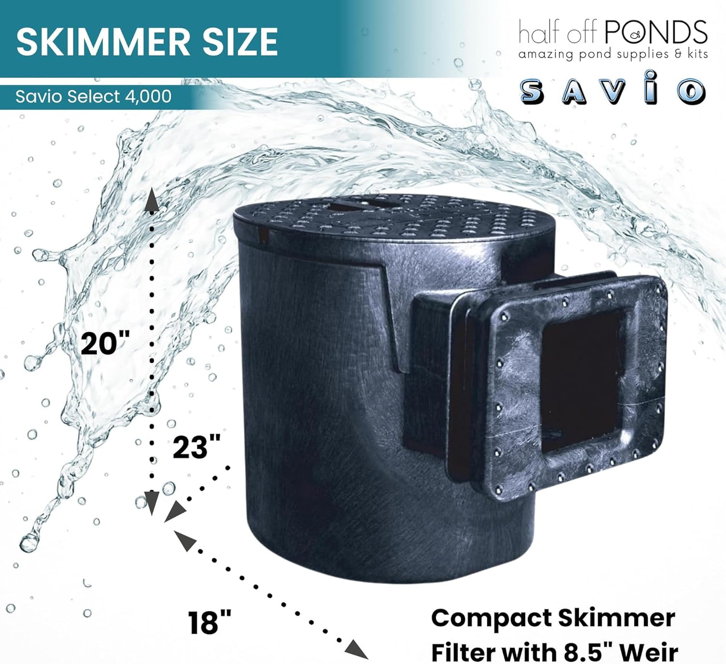 HALF OFF PONDS Savio Select 4,000 GPH Submersible Pump Pond Kit with 15' x 20' EPDM Rubber Pond Liner for Water Garden & Koi Pond
