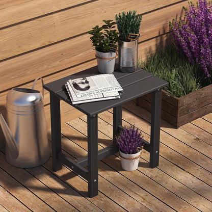 Outdoor Side Table, End Table for Adirondack Chair, 18" Patio Table for Porch, Yard, Weather Resistant, Black