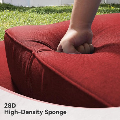 Luxury 6" Outdoor Cushions for Patio Furniture, 24x24x6 Thick Seat Cushion Set, Fade Resistant Couch Chair Replacement Cushions High Density Deep Wicker Chair Cushion with Removable Cover, Red
