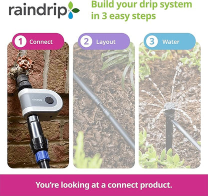 Raindrip R875CT Hose-End Smart Water Sprinkler Timer, Wi-Fi, Wireless Hose Faucet Bibb Timer for Garden, Drip Irrigation System Controller, Free App via 2.4 GHz Gateway Combo,GHT Compatible, Gray