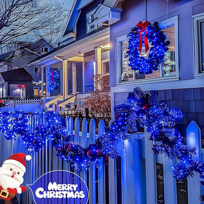 JMEXSUSS 2 Pack Blue Solar Christmas Lights, Total 400 LED 151FT Solar String Lights Outdoor Waterproof, 8 Modes Blue Christmas String Light for Outside Garden Party Patio Tree Decorations