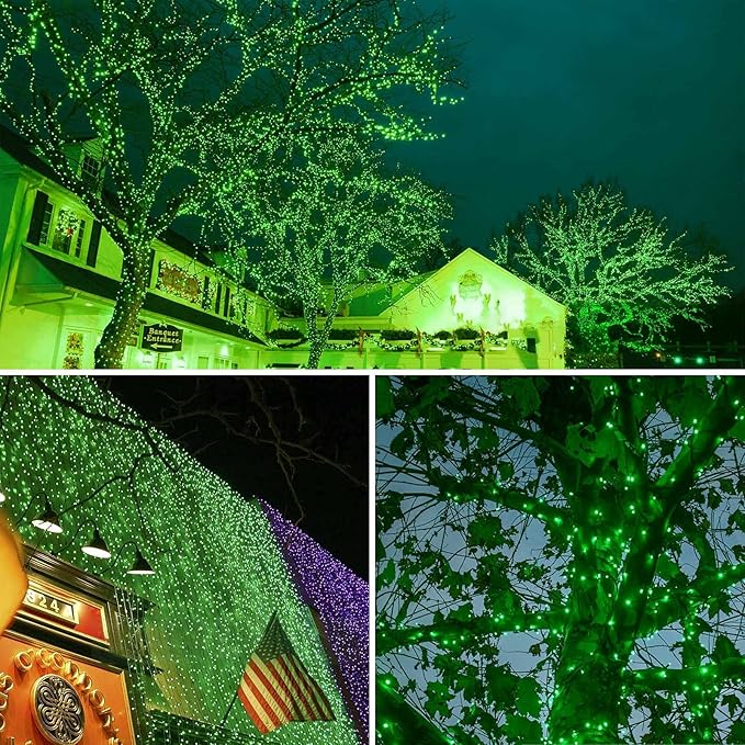 2 Pack 480 LED Solar Chrismas Lights Outdoor, 170 FT Super Long Solar String Lights for Outside with 8 Modes & Memory Function, Waterproof Twinkle Light for Xmas Tree Yard Party Decorations (Green)
